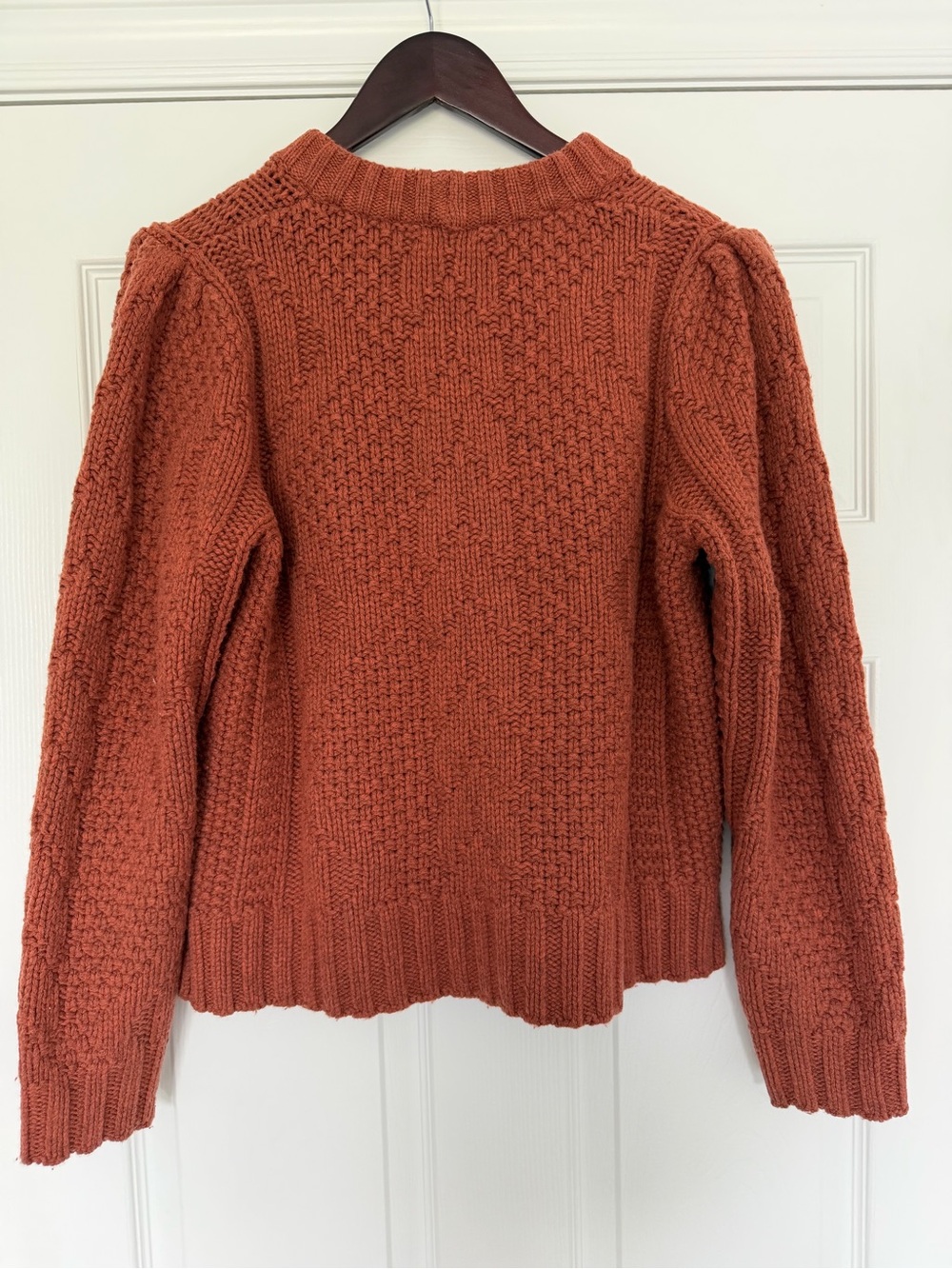 Madewell Ridgecrest Cable-Knit Crewneck Sweater in Rust Size Large - Picture 9 of 16